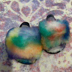 Infant UGG fur slides rainbow sz 2/3 (6-12m)